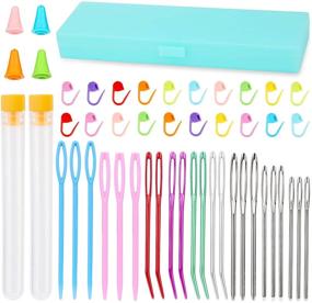 img 4 attached to 🧶 Set of 23 Large-Eye Blunt Needles for Knitting, Sewing, and Tapestry, Steel Material + 8 Bent Tip Tapestry Needles + 9 Yarn Knitting Needles + 6 Colorful Safety Lacing Needles with Convenient Storage Box