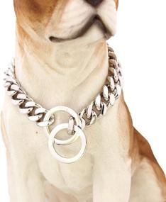 img 1 attached to 🐶 Silver Tone Stainless Steel Curb Cuban Chain Dogs Choker Necklace - 12mm, 12"-36" Length - Fans Jewelry Product