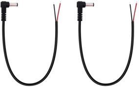 img 4 attached to Fancasee (2 Pack) 90 Degree Right Angle DC Power Male Plug Jack to Bare Wire Open End Pigtail Power Cable Cord for DC Power Supply Cable Repair - 5.5mm x 2.1mm Replacement