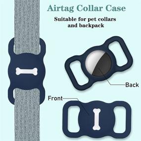 img 3 attached to 🐾 Wustentre Dark Blue Silicone Pet Collar Loop Holder - Protective Case Compatible with Apple AirTags for Dog Cat - AirTag Holder Accessories with Screen Protectors