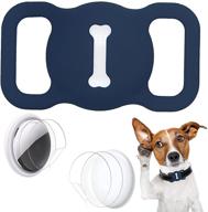 🐾 wustentre dark blue silicone pet collar loop holder - protective case compatible with apple airtags for dog cat - airtag holder accessories with screen protectors logo