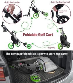 img 2 attached to 🏌️ JINLLY 3-Wheel Folding Golf Push Cart with Foot Brake & Convenient Accessories - Lightweight, Collapsible Golf Pull Cart with Umbrella Holder, Cup Holder, Phone Holder, and Scoreboard Bag for Golf Bags