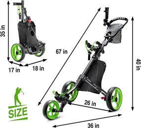 img 3 attached to 🏌️ JINLLY 3-Wheel Folding Golf Push Cart with Foot Brake & Convenient Accessories - Lightweight, Collapsible Golf Pull Cart with Umbrella Holder, Cup Holder, Phone Holder, and Scoreboard Bag for Golf Bags