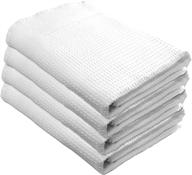 🛀 premium waffle weave bath towels 4 pc set - 100% natural cotton, quick dry, lint free, soft luxurious fabric, solid colors - oversized thin cloth, fade resistant (white) logo
