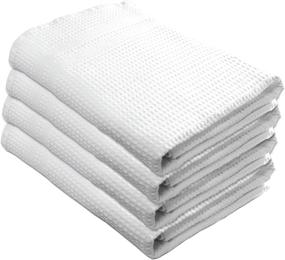 img 4 attached to 🛀 Premium Waffle Weave Bath Towels 4 Pc Set - 100% Natural Cotton, Quick Dry, Lint Free, Soft Luxurious Fabric, Solid Colors - Oversized Thin Cloth, Fade Resistant (White)
