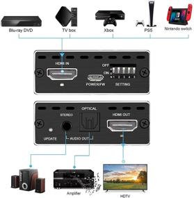 img 3 attached to 🔊 Извлекатель звука HDMI 2.0 4K 60 Гц | HDMI в HDMI + оптический SPDIF 5.1CH + стерео 3.5 мм | Аудиоизвлекатель D-o-l-b-y Digital | CEC | 18Гбит/с | HDR | с EDID/Down-Scale/HDCP 2.2/ Переключатель панели | для PS5, Xbox и других