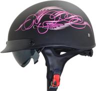 🧢 medium pink scroll vega helmets unisex-adult half motorcycle helmet logo