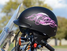 img 3 attached to 🧢 Medium Pink Scroll Vega Helmets Unisex-Adult Half Motorcycle Helmet