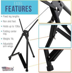 img 2 attached to 🖼️ Adjustable Black Aluminum Tabletop Display Easel with Extension Arm Wings - U.S. Art Supply - Portable Artist Tripod Folding Frame Stand for Canvas, Paintings, Books, Photos, Signs - 15-21" High