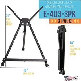 img 3 attached to 🖼️ Adjustable Black Aluminum Tabletop Display Easel with Extension Arm Wings - U.S. Art Supply - Portable Artist Tripod Folding Frame Stand for Canvas, Paintings, Books, Photos, Signs - 15-21" High