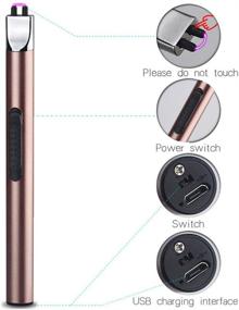 img 2 attached to 🔥 Rose Gold Electric Arc Lighter - Rechargeable USB Candle Lighter for Flameless Grill, Candlelight, BBQ, Camping, and Cooking