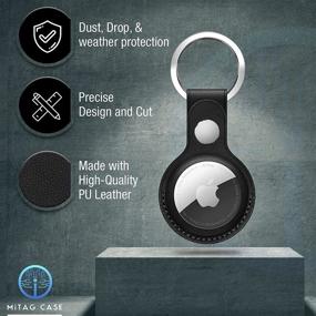 img 3 attached to 🔑 MiTAG Case for Airtag - Keyring Finder, Protective PU Leather Cover, Black