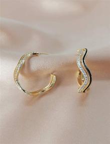 img 3 attached to 💖 Stunning Heart Hoop Earrings: Chunky Gold/White Gold Plated, Twisted Wave Design with CZ Pave for Women and Girls!