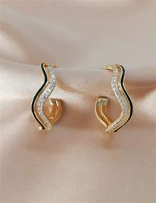 img 2 attached to 💖 Stunning Heart Hoop Earrings: Chunky Gold/White Gold Plated, Twisted Wave Design with CZ Pave for Women and Girls!