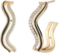 💖 stunning heart hoop earrings: chunky gold/white gold plated, twisted wave design with cz pave for women and girls! logo