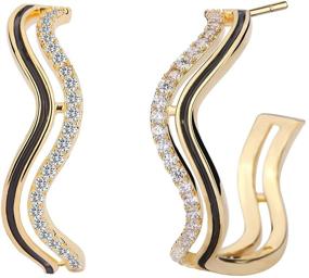 img 4 attached to 💖 Stunning Heart Hoop Earrings: Chunky Gold/White Gold Plated, Twisted Wave Design with CZ Pave for Women and Girls!