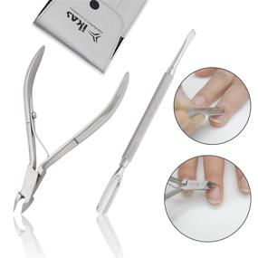 img 1 attached to 💅 IKAS Cuticle Trimmer and Pusher Set - Professional Nail Nipper with Dead Skin Cutter and Sharp Blade Edge - Manicure Pedicure Tools for Fingernails and Toenails