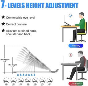 img 3 attached to 📚 Laptop Desk Stand with Adjustable Height and 7 Angles, Portable Foldable Laptop Holder, Ergonomic Folding Laptop Riser for All Laptops Under 17 Inch