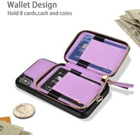 img 1 attached to 📱 ZVE iPhone X and XS Zipper Wallet Case: 5.8 inch Light Purple Handbag with Credit Card Holder and Wrist Strap