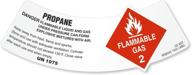 unlaminated flammable liquid: propane - handle with care logo