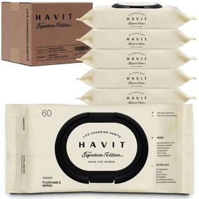 img 4 attached to 🌿 HAVIT Signature Edition Flushable Wet Wipes for Women - 360 Pure Aqua pH Balanced Feminine Wipes with Green Botanicals, Gentle on Sensitive Skin & Ideal for Daily Use (6 Packs of 60 Wipes)