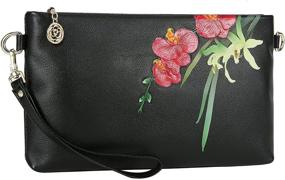 img 4 attached to 👛 WILD WORLD Leather Wristlet Purse: Stylish Black Clutch Handbag for Women