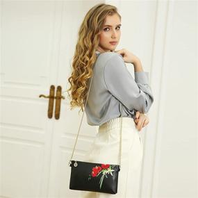 img 3 attached to 👛 WILD WORLD Leather Wristlet Purse: Stylish Black Clutch Handbag for Women