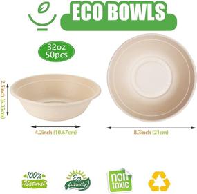 img 3 attached to 🌿 100% Compostable Paper Bowls - 32 oz Large Bowl [50 Pack] | Eco-Friendly, Biodegradable, and Green - Natural Color Bowls for Salad, Hot Soup - Convenient for Daily Use