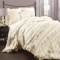 🛏️ lush decor belle ivory comforter set - ruffled shabby chic 4 piece with bed skirt and 2 pillow shams, full/queen size logo