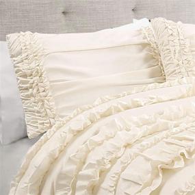 img 1 attached to 🛏️ Lush Decor Belle Ivory Comforter Set - Ruffled Shabby Chic 4 Piece with Bed Skirt and 2 Pillow Shams, Full/Queen Size