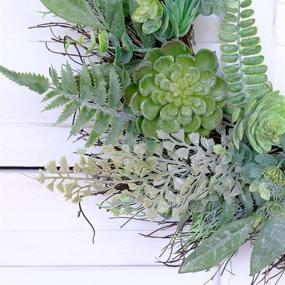 img 1 attached to Idyllic Farmhouse-Style 20" Spring Greenery Wreath with Succulents & Real Twigs for Home or Office Decoration