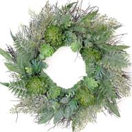 idyllic farmhouse-style 20" spring greenery wreath with succulents & real twigs for home or office decoration логотип