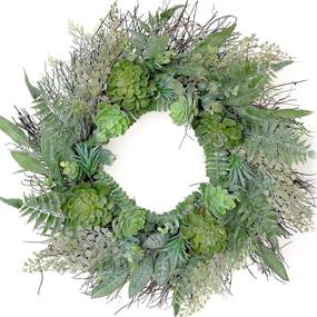 img 4 attached to Idyllic Farmhouse-Style 20" Spring Greenery Wreath with Succulents & Real Twigs for Home or Office Decoration