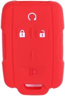 silicone key fob skin cover protector shell for chevrolet silverado colorado gmc sierra yukon cadillac smart remote - red logo