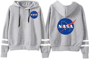 img 2 attached to 🚀 Stylish and Comfortable CORIRESHA Large Front NASA Logo Stripe Sleeve Hoodie Sweatshirt: Elevate Your Casual Look with NASA-themed Fashion