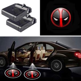 img 4 attached to 🚗 2 Pack Universal Wireless Car Projection LED Projector Door Shadow Light Welcome Lights with Deadpool Head Logo