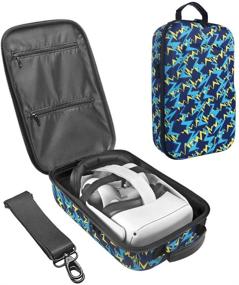 img 4 attached to Akaigu Hard Travel Case Storage Case For Oculus Quest 2 All-In-One VR Gaming Headset And Controllers Accessories Carrying Bag (Blue)
