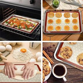 img 1 attached to 🍪 Wildone Baking Sheet Set with Silicone Mat, Stainless Steel Cookie Sheet with Non-Toxic and Heavy Duty Mats - Easy to Clean (Set of 6)