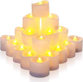 img 4 attached to Enhance Home Decor with Homemory 24Pcs Timed Tealight Candles: Battery Operated, Flameless Flickering Electric Candles with Timer, Brightness Upgrade, Batteries Included