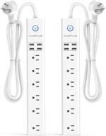 💡 pack of 2 power strips with usb, auoplus surge protector power strip with 6 outlets and 4 usb ports, 6 ft extension cord, wall mountable flat plug with overload protection, etl listed - white logo