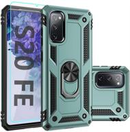 📱 sktgslamy samsung galaxy s20 fe case with screen protector - military grade, 16ft. drop tested cover, magnetic kickstand & car mount - midnight green logo