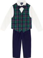 👔 izod little boys' dress suit set - 4 piece medium boys' clothing for suits & sport coats logo