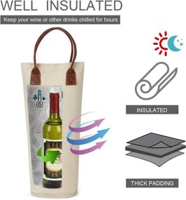 img 3 attached to 🍷 Single Bottle Insulated Wine Tote - Stylish 1 Bottle Wine Carrier Bag - Padded Wine Cooler for Wine Lovers - Ideal Wedding Gift in White