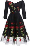 aofur vintage embroidered rockabilly black_long women's clothing for dresses logo