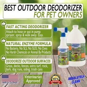 img 1 attached to 🌿 Powerful Outdoor Deodorizer - Advanced Natural Enzyme Formula - Easy Spray & Walk Away - Effective for Grass, AstroTurf, Dog Runs, Patios, Decks, Fences & More - Stops Lawn Yellowing - Made in USA - Vet Approved - 32oz