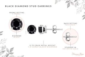 img 2 attached to 💎 Premium 14k White Gold Stud Earrings with 1.50 ct t.w. Black Diamond Solitaire - Hypoallergenic, 6mm Stone Size, Gift Box Included