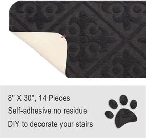 img 3 attached to 🚪 MATAHUM Non-Slip Carpet Stair Treads for Wooden Stairs - Self-Adhesive Runners, Anti-Slip for Dogs, Kids, and Elderly - 8"x30", 14PCS, Grey