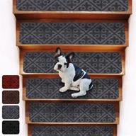 🚪 matahum non-slip carpet stair treads for wooden stairs - self-adhesive runners, anti-slip for dogs, kids, and elderly - 8"x30", 14pcs, grey логотип