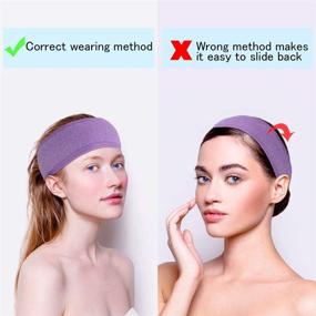 img 1 attached to 🌈 3-Pack BetyBedy Facial Spa Headband Set - Non-slip Hair Wraps for Washing, Shower, Face Masks, Yoga - Adjustable Magic Tape - Yellow, Blue, Purple