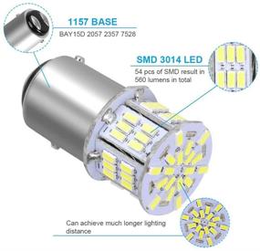 img 3 attached to YITAMOTOR 1157 светодиодная лампа белого цвета - высокопроизводительные 54SMD, 650 люмен, BAY15D 7528 2357 2057 светодиодные лампы для автомобиля, RV, мотоцикла, лодки - 2 штуки